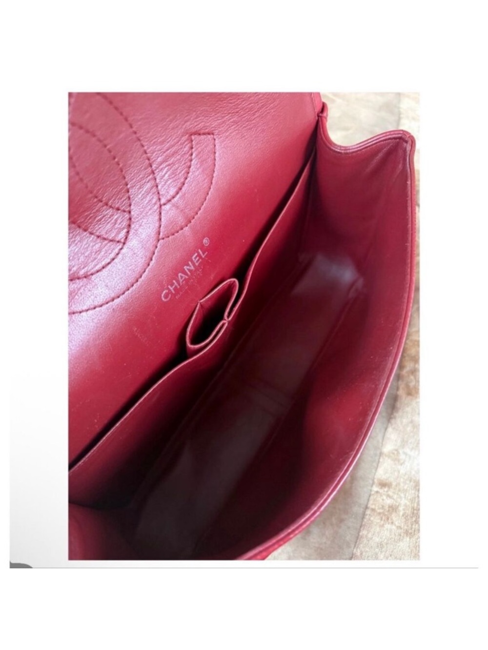 CHANEL Quilted Double Flap Shoulder Bag in Burgundy Red with Silver Hardware - Picture 8 of 13